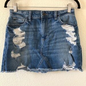 HOLLISTER High Rise Vintage Stretch Distressed Denim Skirt Women 5/27